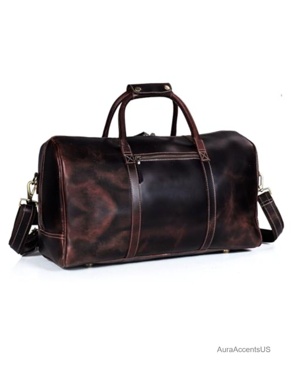 Genuine Buffalo Leather Travel Duffle Bag 21 Inch Overnight Gym Duffel